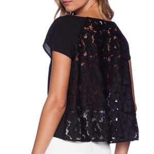 BB Dakota Sidonia Black Lace Back Crop Blouse M